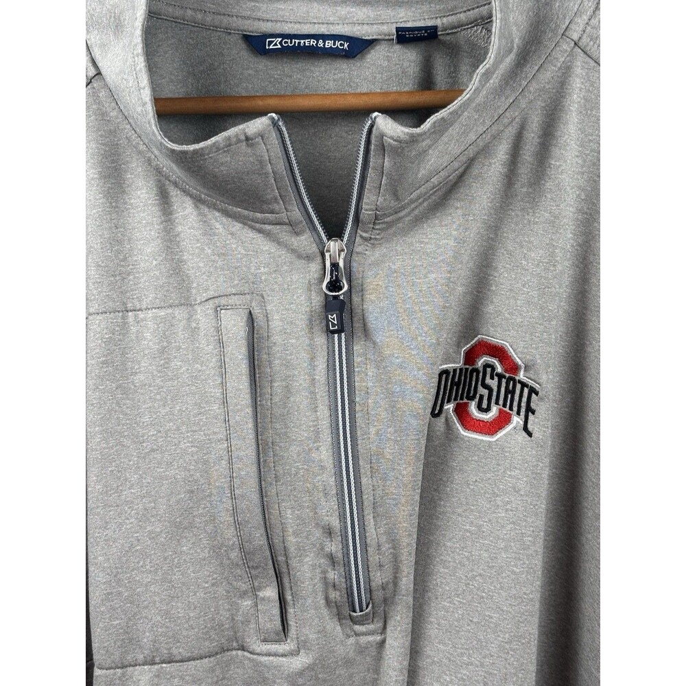 Ohio State Men’s 1/4 Zip Pullover 4XB Gray Front Pocket Cutter And Buck